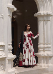 Hussain Rehar Festive Embroidered Korean Raw Silk Unstitched 3Pc Suit - GULNAR