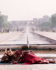 Jugnu Lahore Womenswear Embroidered Khaddar Unstitched 3Pc Suit - GULSHAN