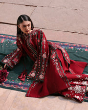 Jugnu Lahore Womenswear Embroidered Khaddar Unstitched 3Pc Suit - GULSHAN