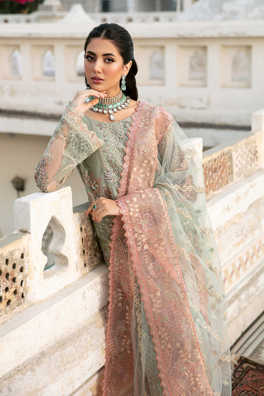 Ramsha Luxury Wedding Handmade Embroidered Net 3 Piece Suit H-302