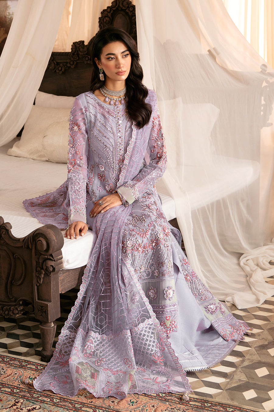 Ramsha Luxury Wedding Handmade Embroidered Organza 3 Piece Suit H-305