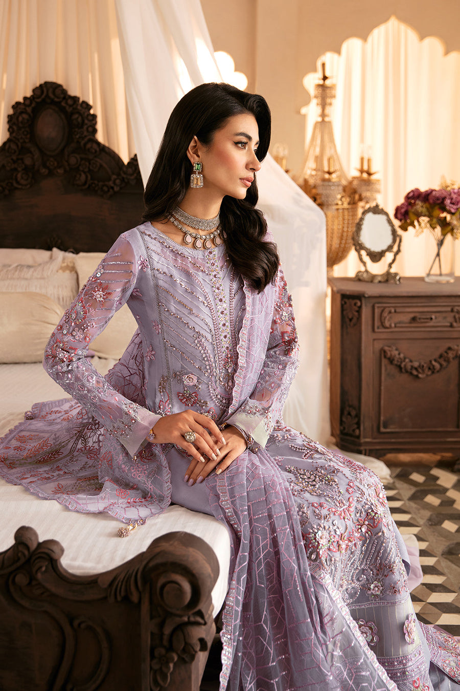 Ramsha Luxury Wedding Handmade Embroidered Organza 3 Piece Suit H-305