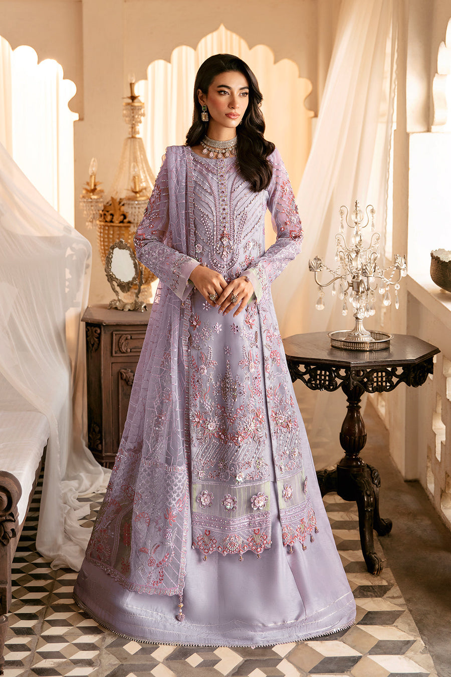 Ramsha Luxury Wedding Handmade Embroidered Organza 3 Piece Suit H-305