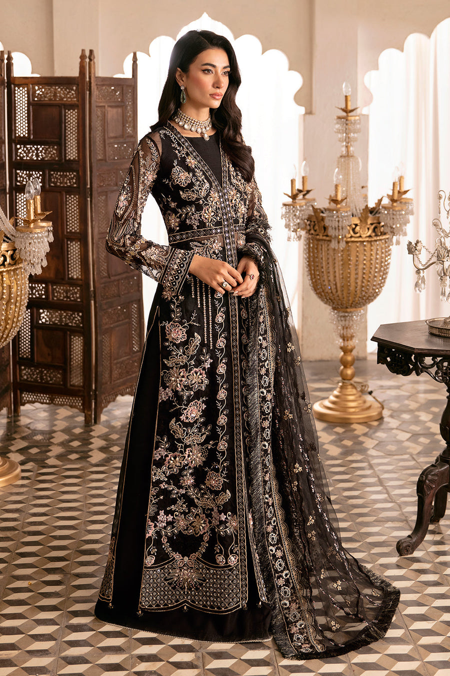 Ramsha Luxury Wedding Handmade Embroidered Organza 3 Piece Suit H-306