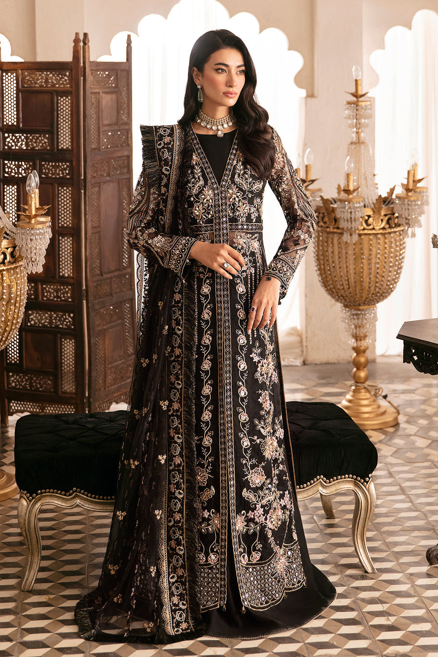 Ramsha Luxury Wedding Handmade Embroidered Organza 3 Piece Suit H-306