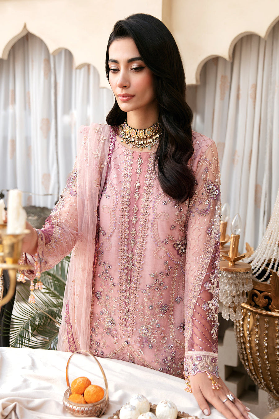 Ramsha Luxury Wedding Handmade Embroidered Net 3 Piece Suit H-307