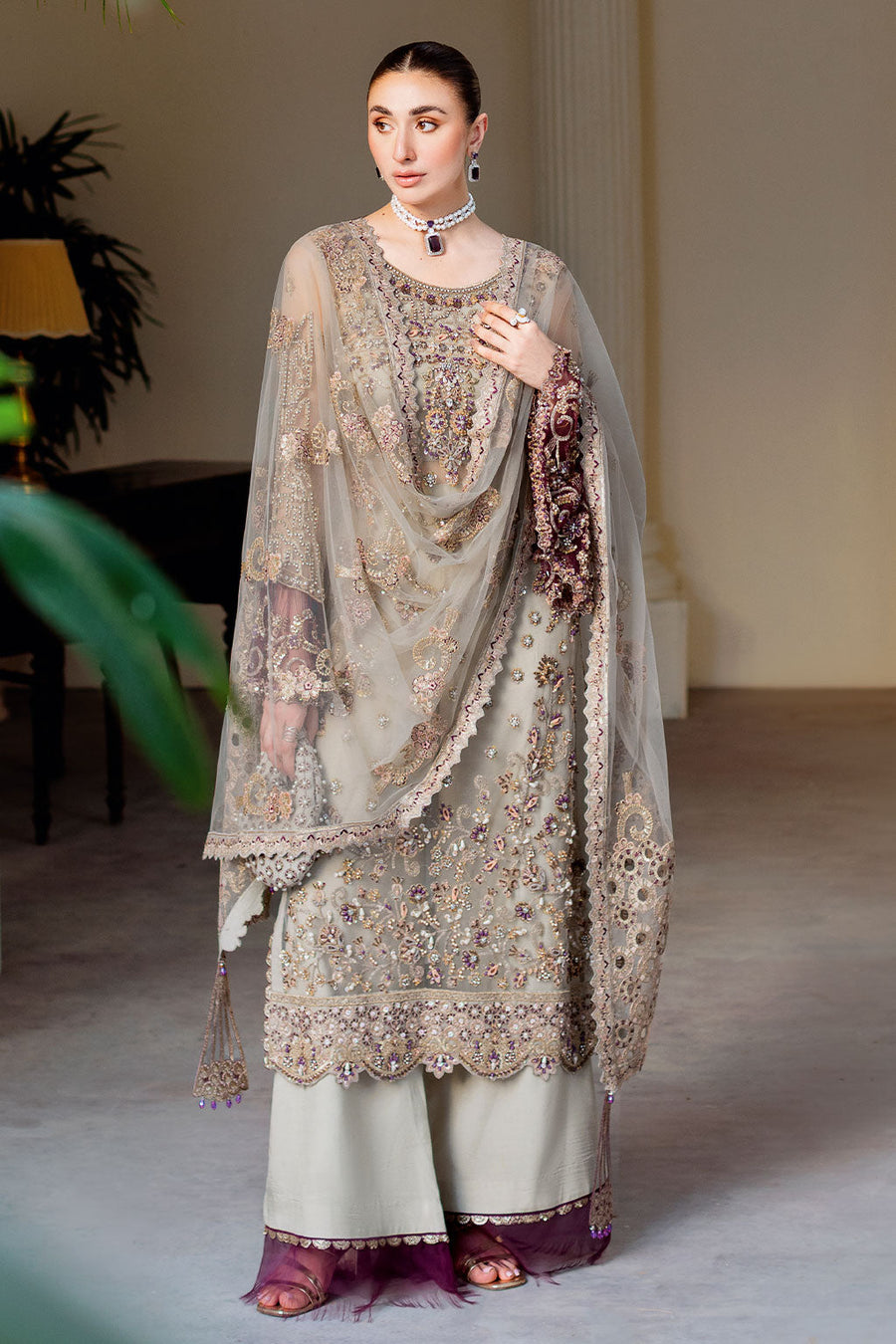 Ramsha Luxury Wedding Formals Unstitched Embroidered 3Pc Suit H-502