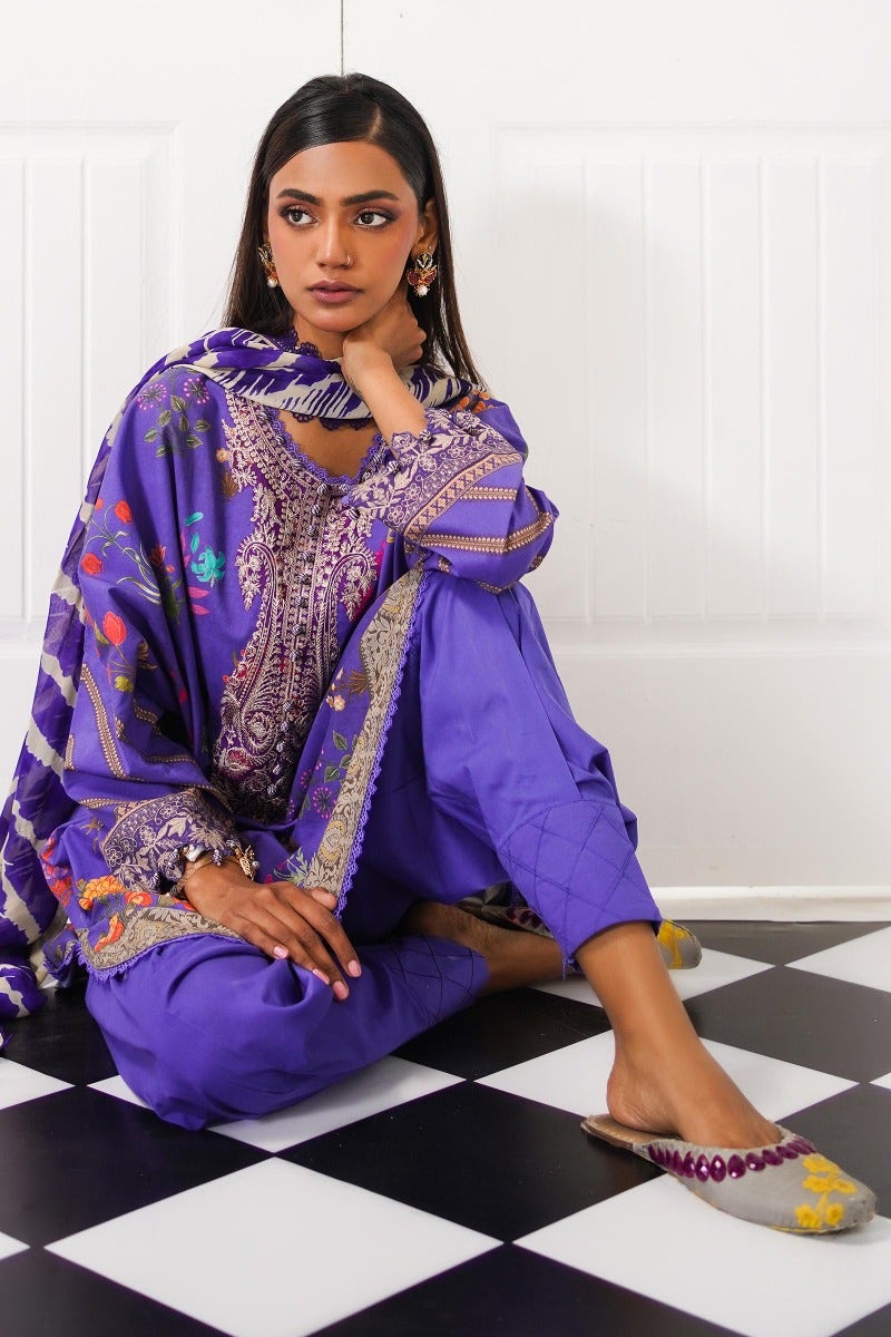 Sana Safinaz Mahay Embroidered Lawn Unstitched 3Pc Suit H231-001B-Cl