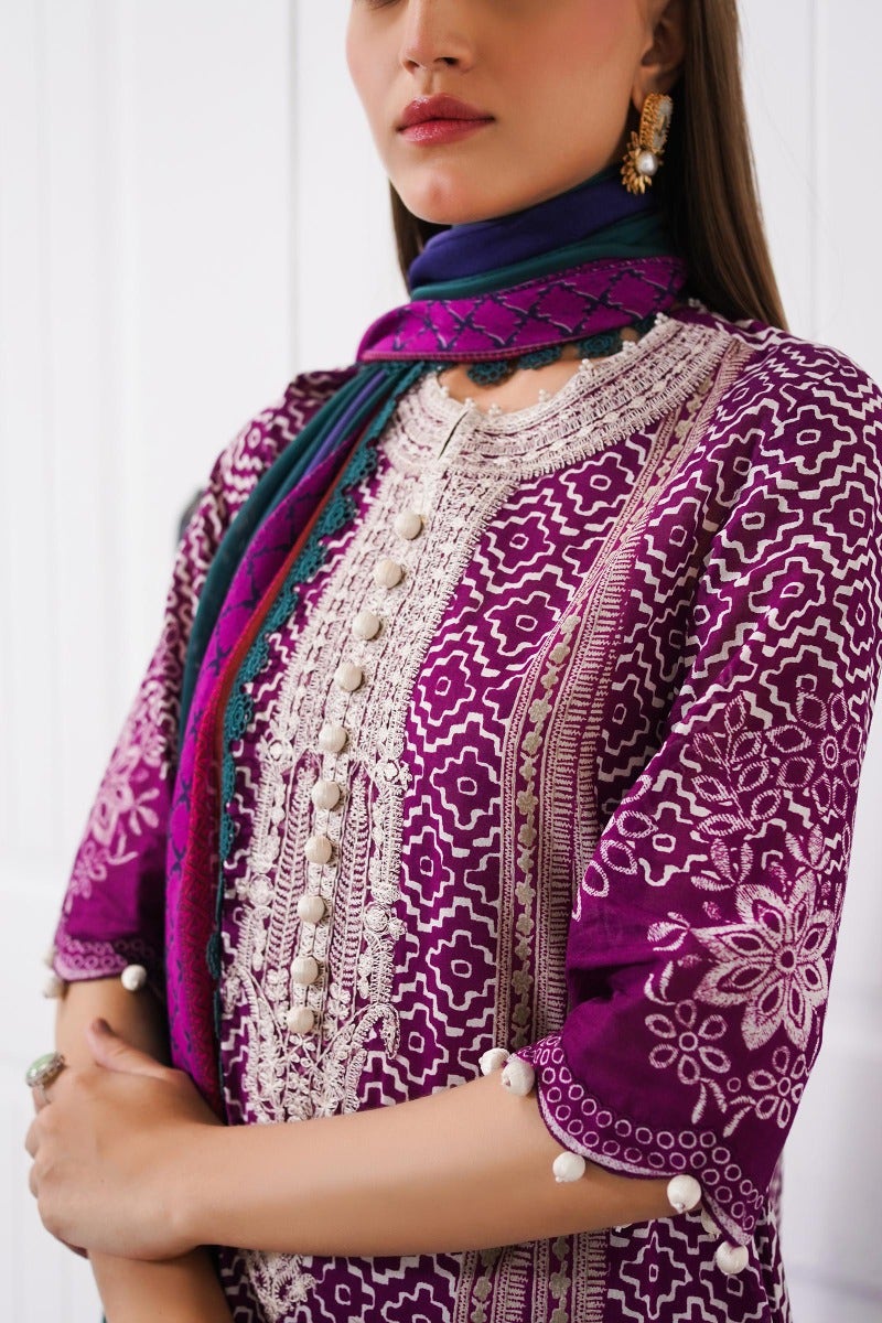 Sana Safinaz Mahay Embroidered Lawn Unstitched 3Pc Suit H231-003B-Cl