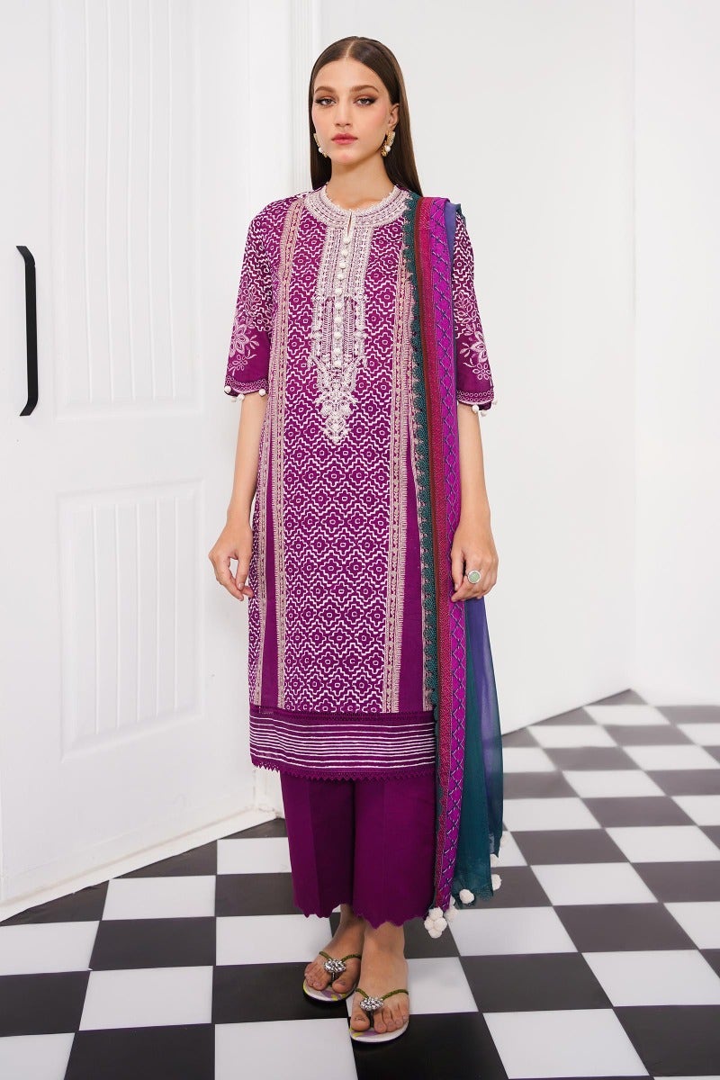 Sana Safinaz Mahay Embroidered Lawn Unstitched 3Pc Suit H231-003B-Cl