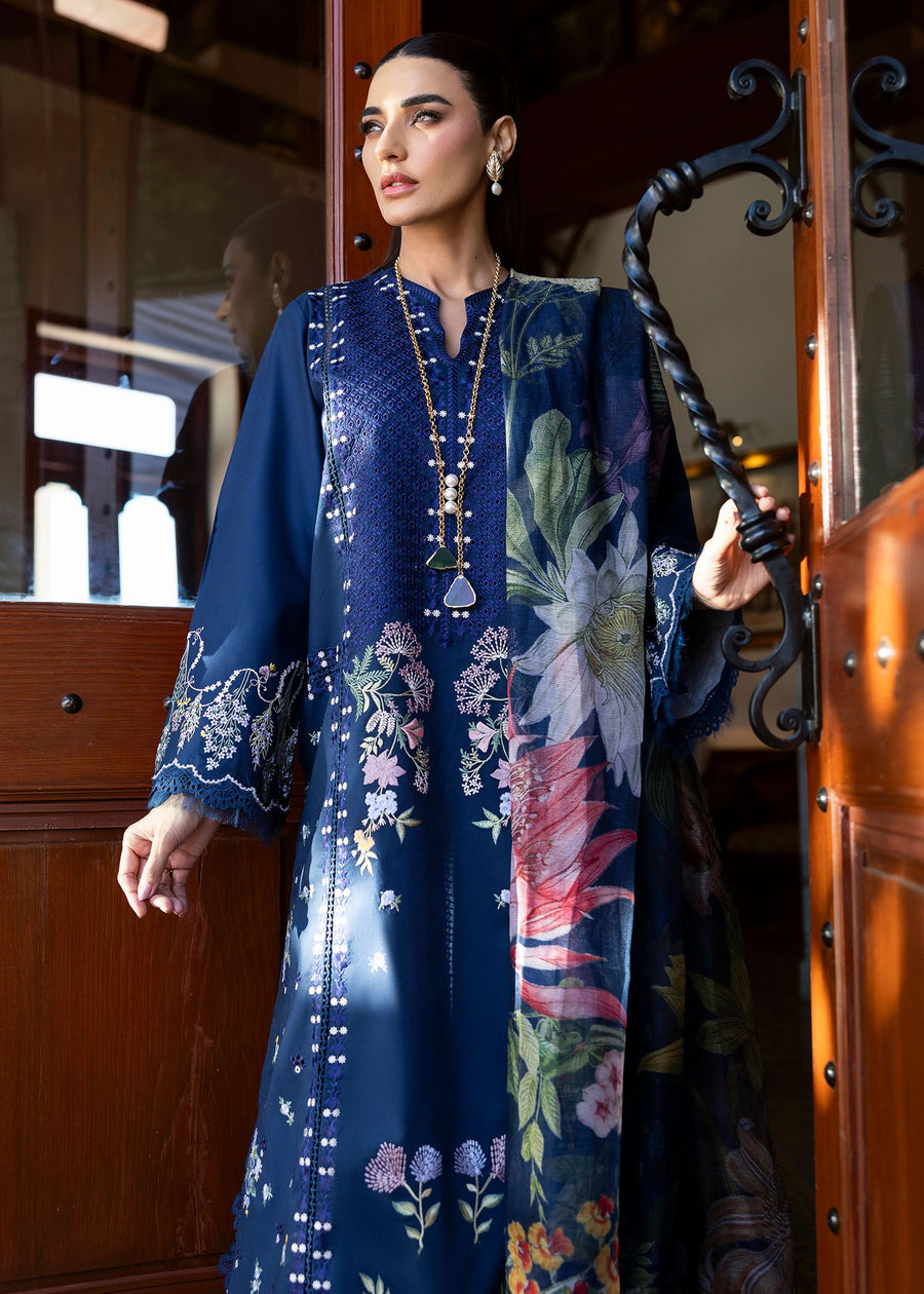 Saira Shakira Bloom Unstitched Lawn 3Pc Suit SS-25-02B HANGING GARDENS