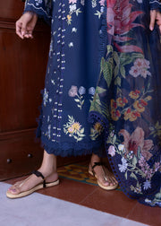 Saira Shakira Bloom Unstitched Lawn 3Pc Suit SS-25-02B HANGING GARDENS