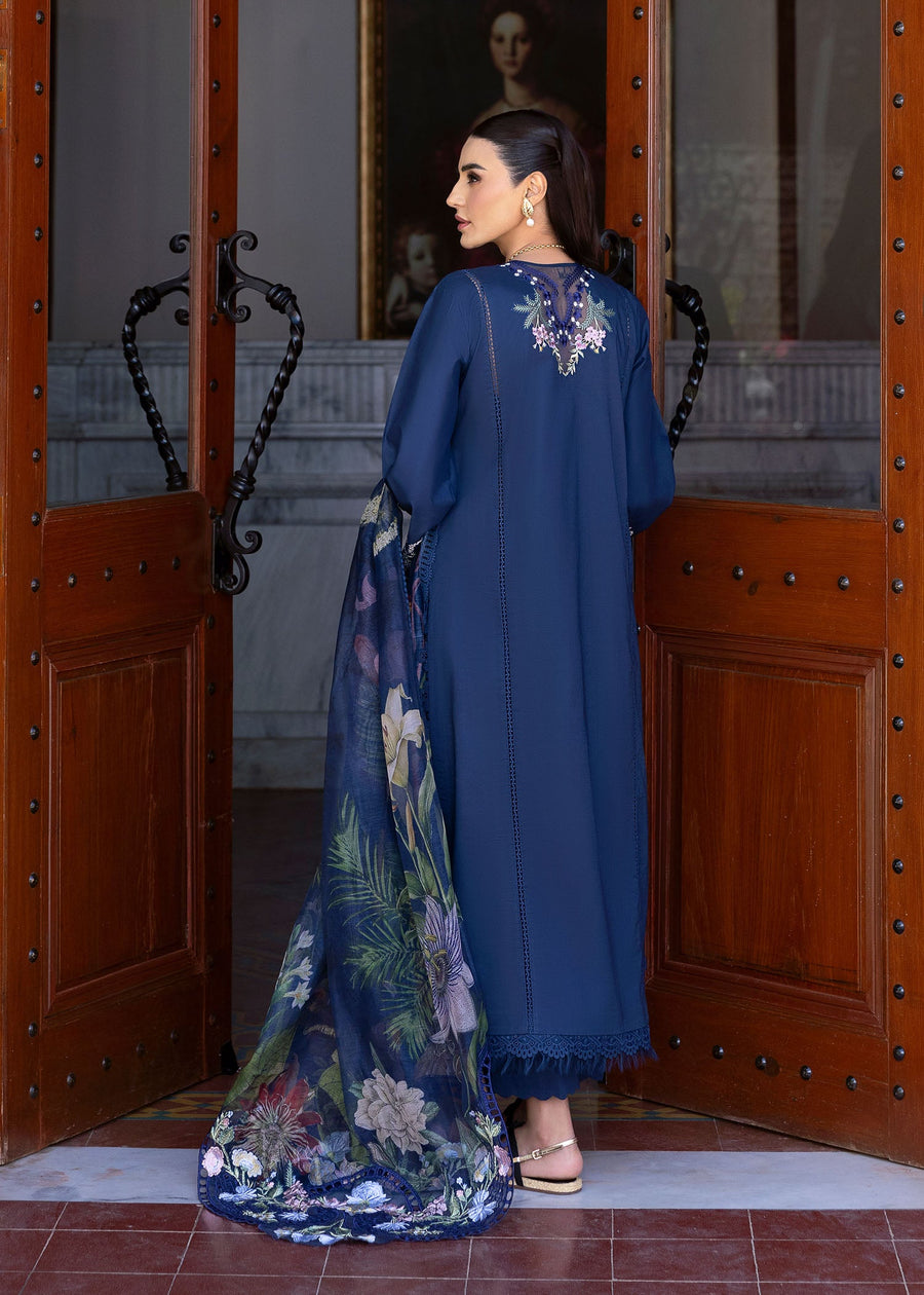 Saira Shakira Bloom Unstitched Lawn 3Pc Suit SS-25-02B HANGING GARDENS