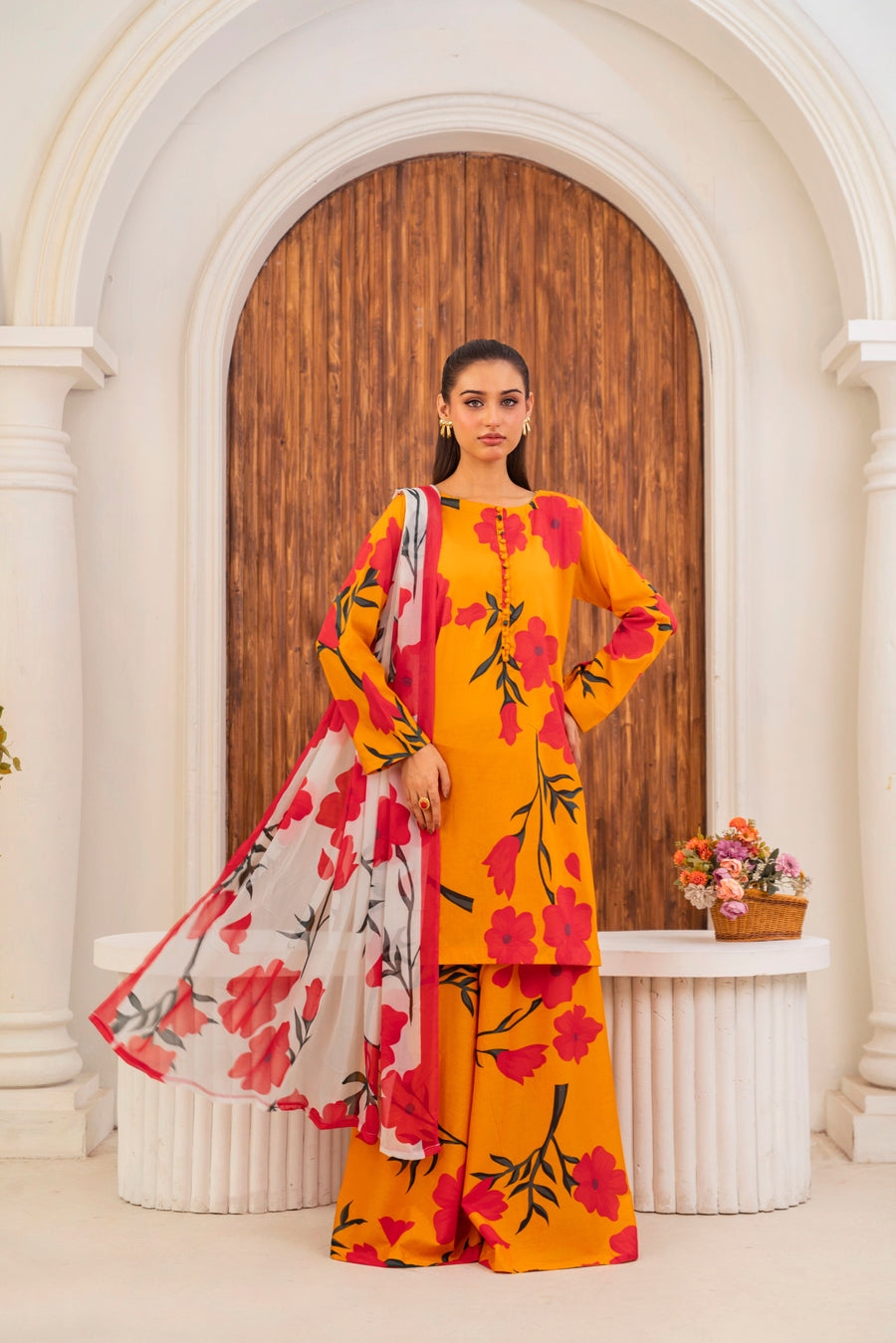 Feathers Frilly Flowers Unstitched Digital Printed Lawn 3Pc Suit HARMIX-FT710