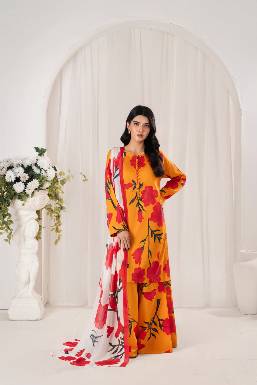 Feathers Frilly Flowers Unstitched Digital Printed Lawn 3Pc Suit HARMIX-FT710