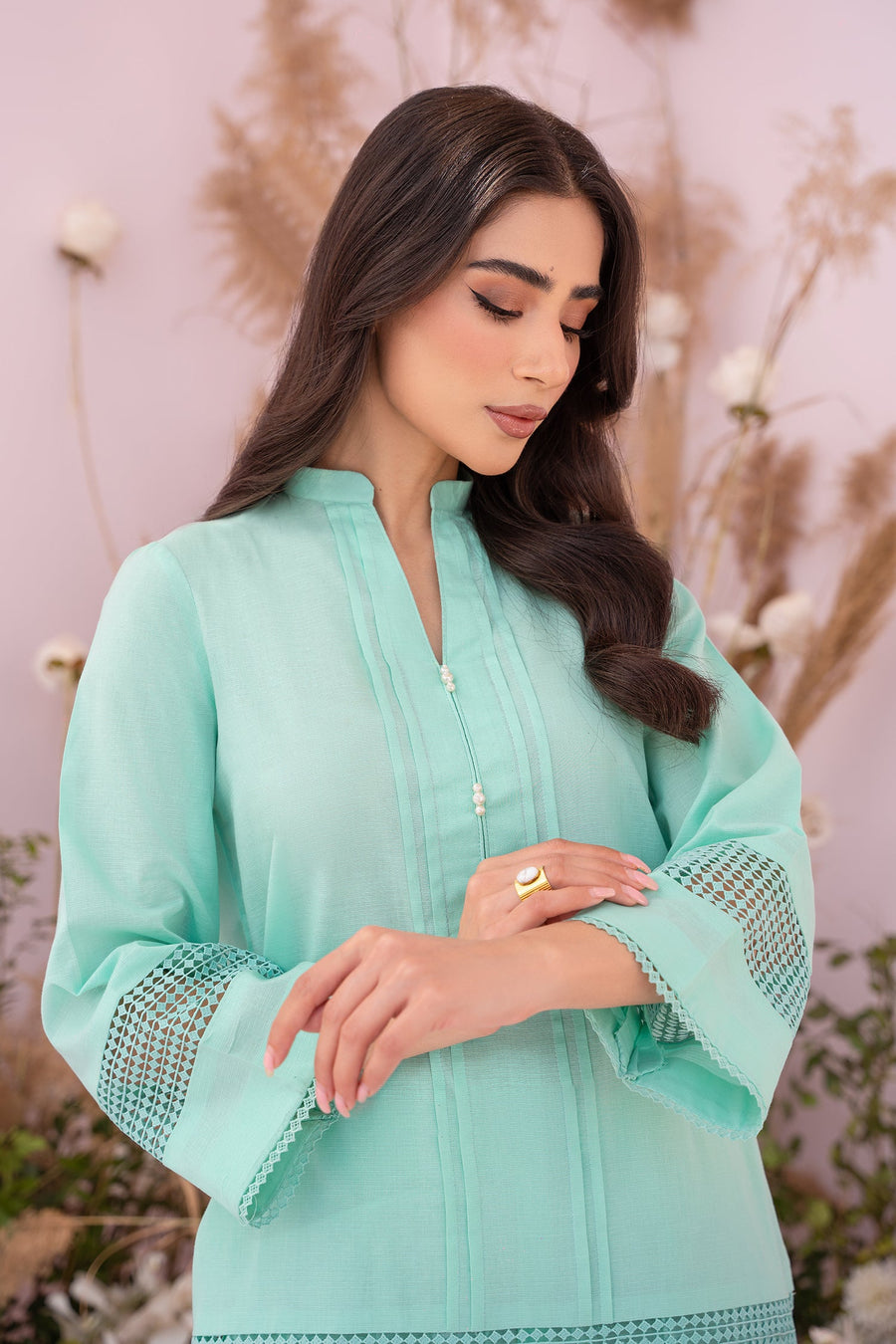 HANA Sunshine Sartorial Stitched Summer Solids 2Pc Suit - Azure