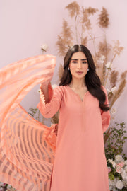 HANA Sunshine Sartorial Stitched Summer Solids 3Pc Suit - Apricot