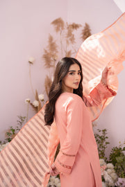 HANA Sunshine Sartorial Stitched Summer Solids 3Pc Suit - Apricot