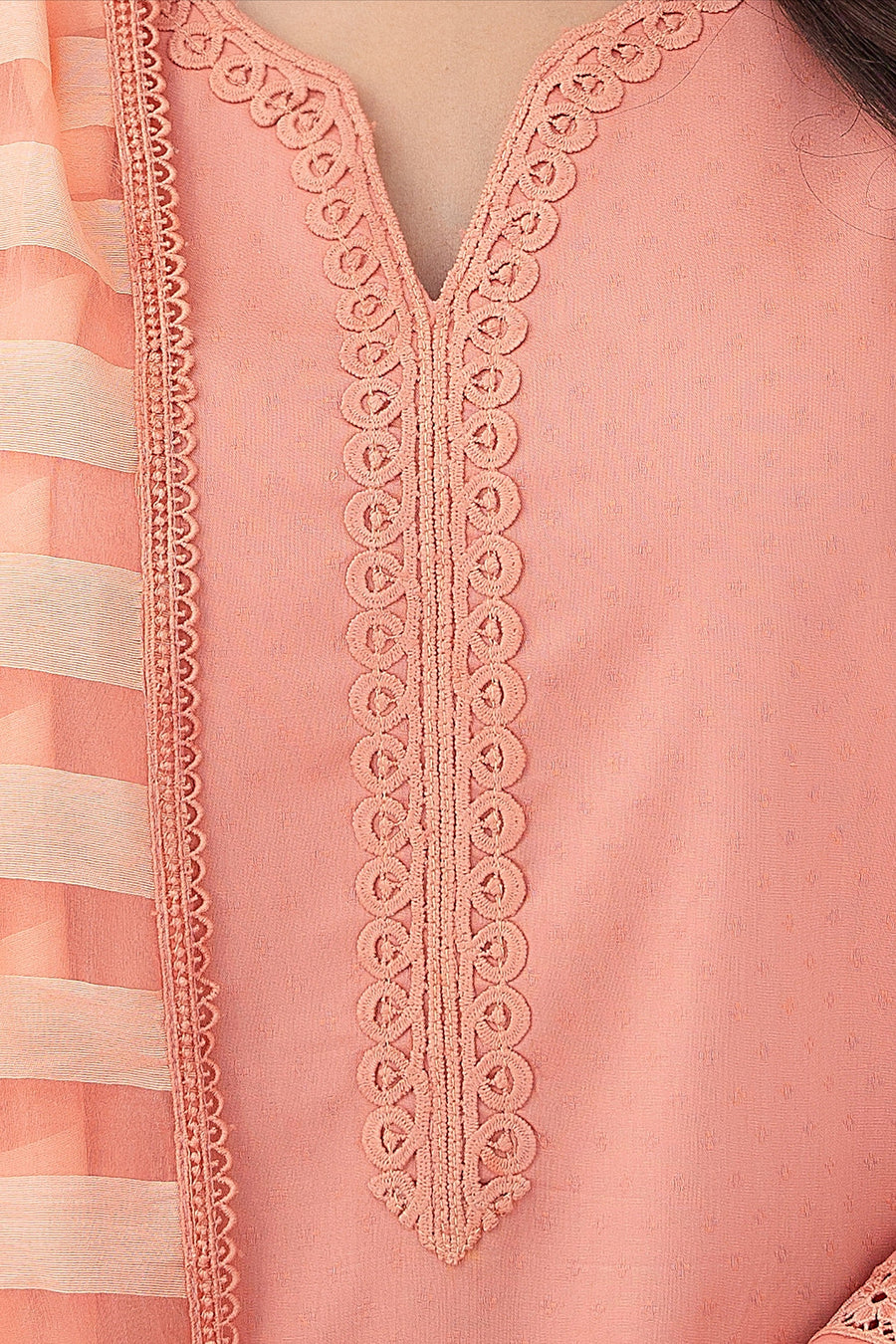 HANA Sunshine Sartorial Stitched Summer Solids 3Pc Suit - Apricot