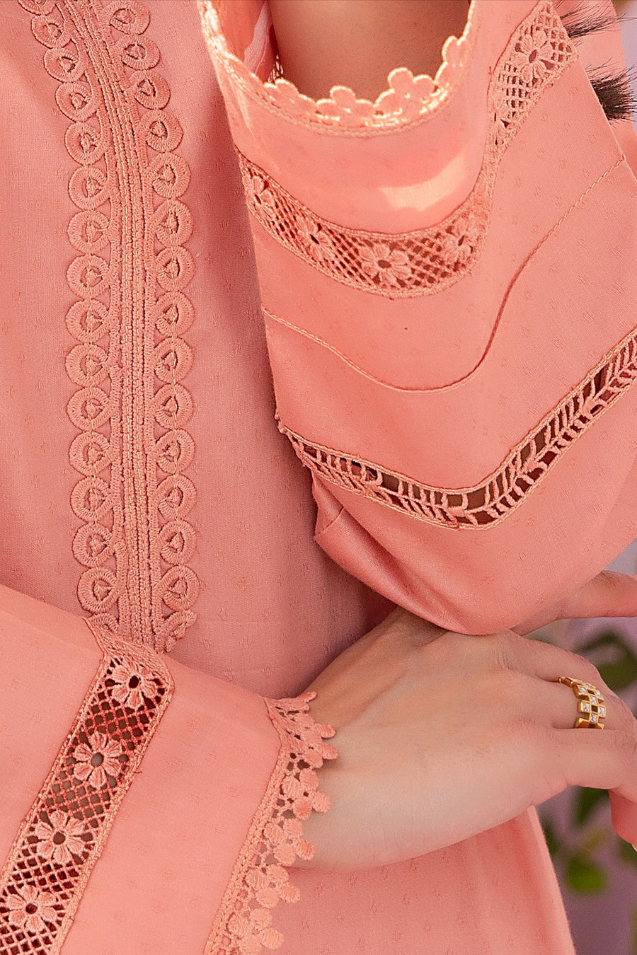HANA Sunshine Sartorial Stitched Summer Solids 3Pc Suit - Apricot