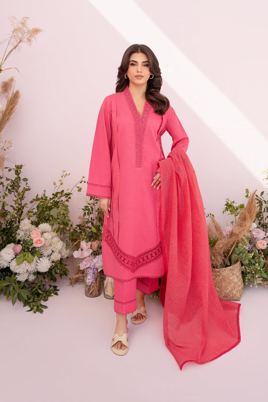HANA Sunshine Sartorial Stitched Summer Solids 3Pc Suit - Rosette