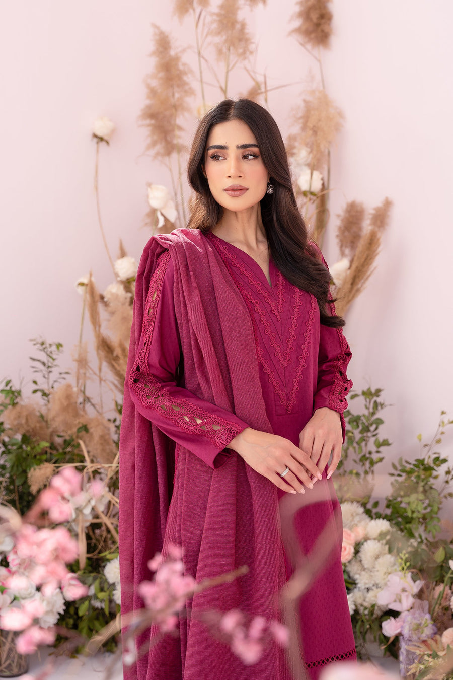 HANA Sunshine Sartorial Stitched Summer Solids 3Pc Suit - Amethyst