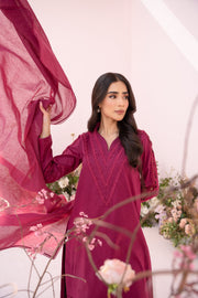 HANA Sunshine Sartorial Stitched Summer Solids 3Pc Suit - Amethyst