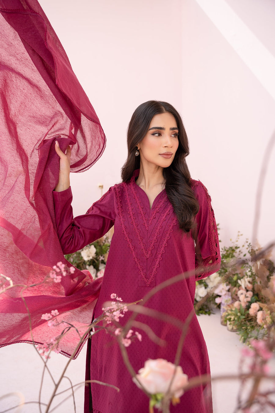 HANA Sunshine Sartorial Stitched Summer Solids 3Pc Suit - Amethyst