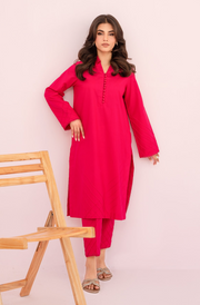 HANA Sunshine Sartorial Stitched Summer Solids 2Pc Suit - Carmine