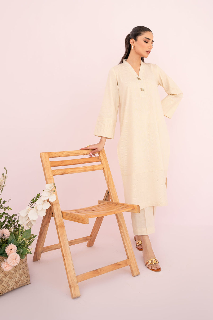 HANA Sunshine Sartorial Stitched Summer Solids 2Pc Suit - Cornsilk
