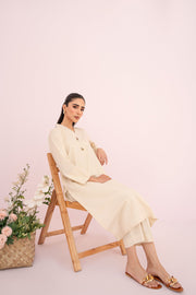 HANA Sunshine Sartorial Stitched Summer Solids 2Pc Suit - Cornsilk