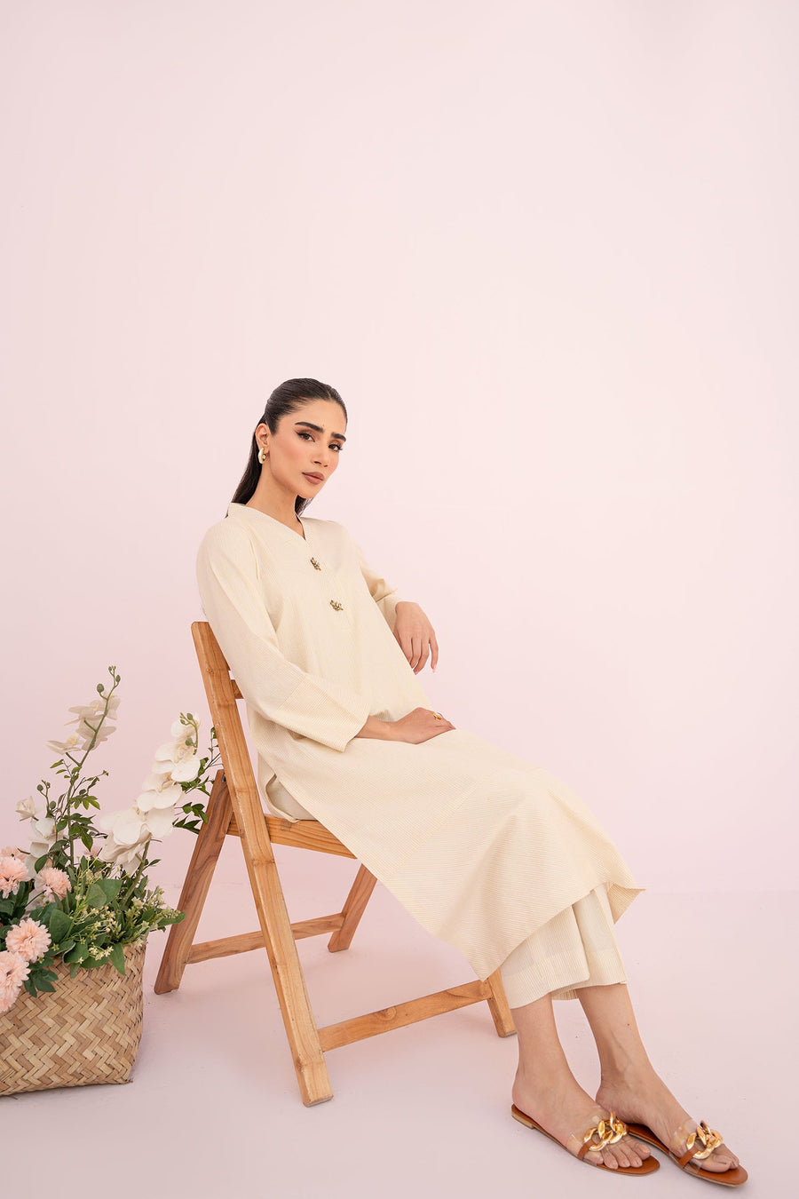 HANA Sunshine Sartorial Stitched Summer Solids 2Pc Suit - Cornsilk