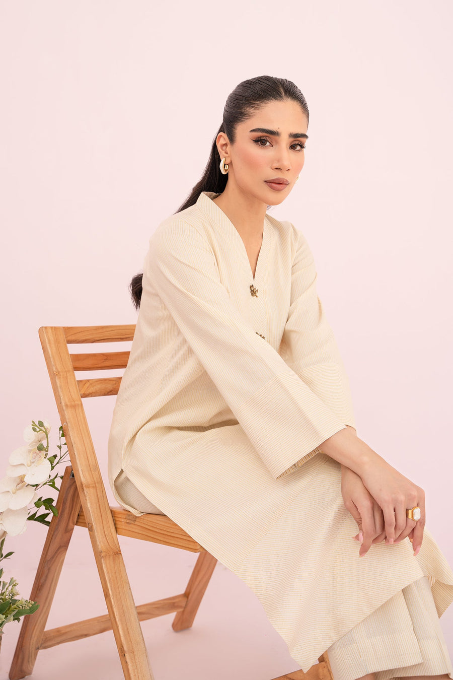 HANA Sunshine Sartorial Stitched Summer Solids 2Pc Suit - Cornsilk