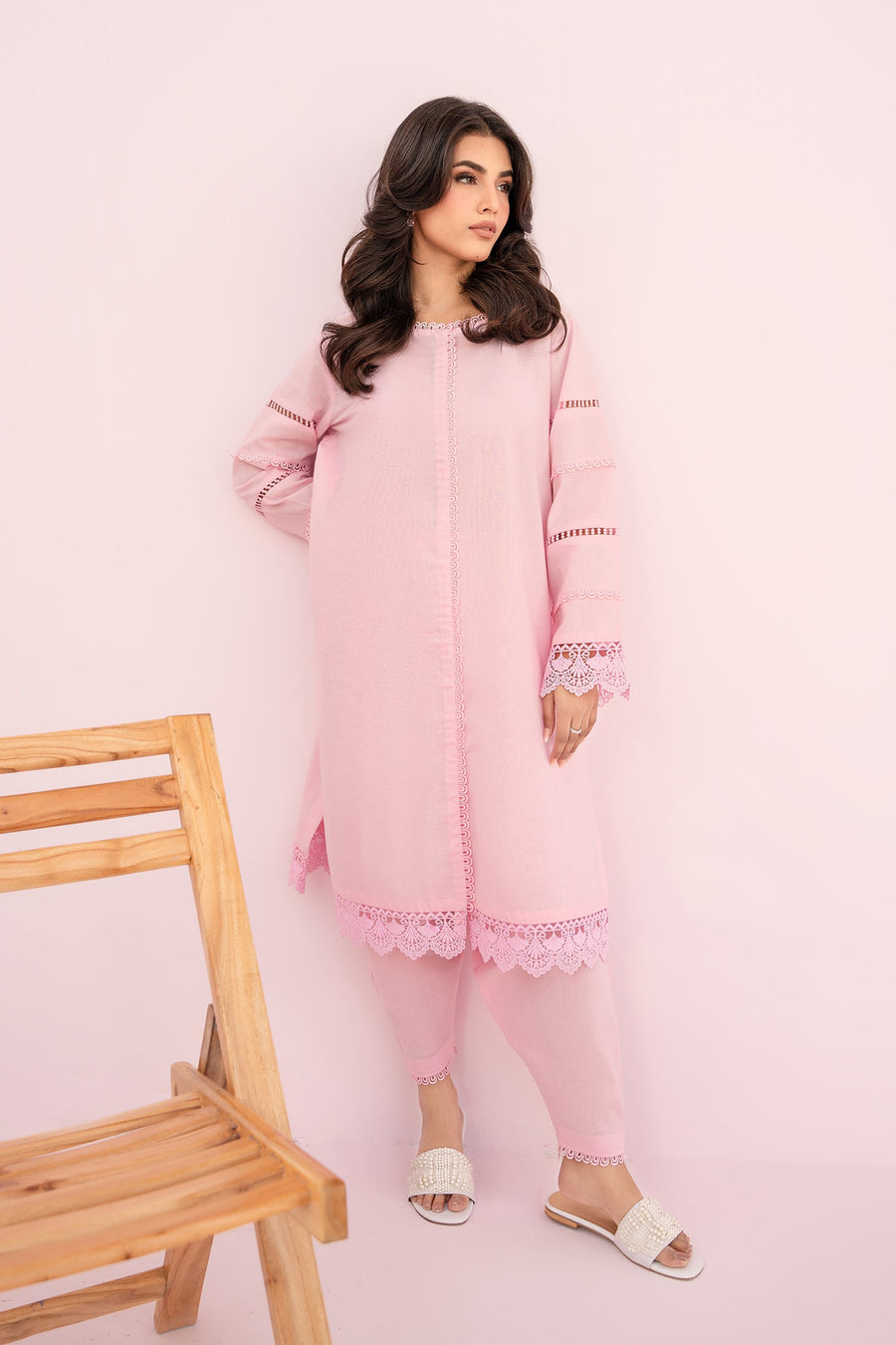 HANA Sunshine Sartorial Stitched Summer Solids 2Pc Suit - Candy Floss