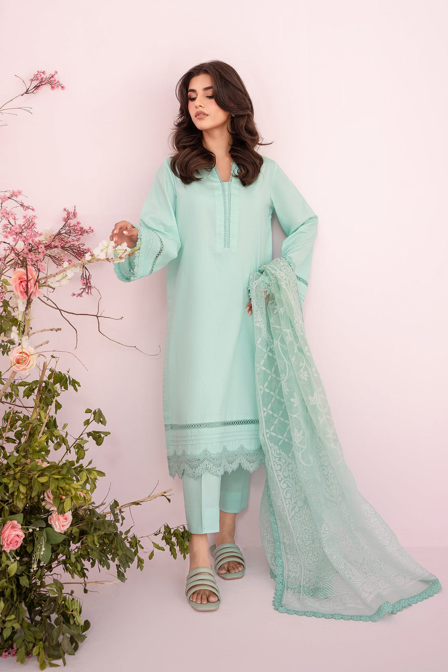 HANA Sunshine Sartorial Stitched Summer Solids 3Pc Suit - Lagoon
