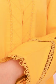 HANA Sunshine Sartorial Stitched Summer Solids 3Pc Suit - Saffron