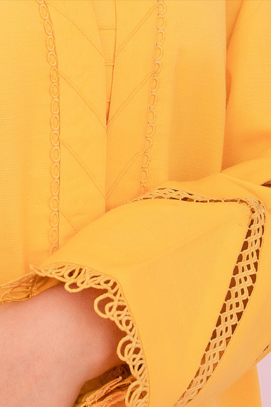 HANA Sunshine Sartorial Stitched Summer Solids 3Pc Suit - Saffron