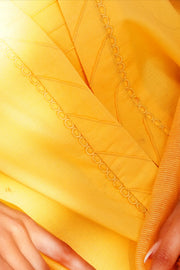 HANA Sunshine Sartorial Stitched Summer Solids 3Pc Suit - Saffron