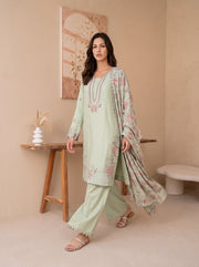 Viana by Sanam Saeed Embroidered Karandi Unstitched 3Pc Suit - HAVEN