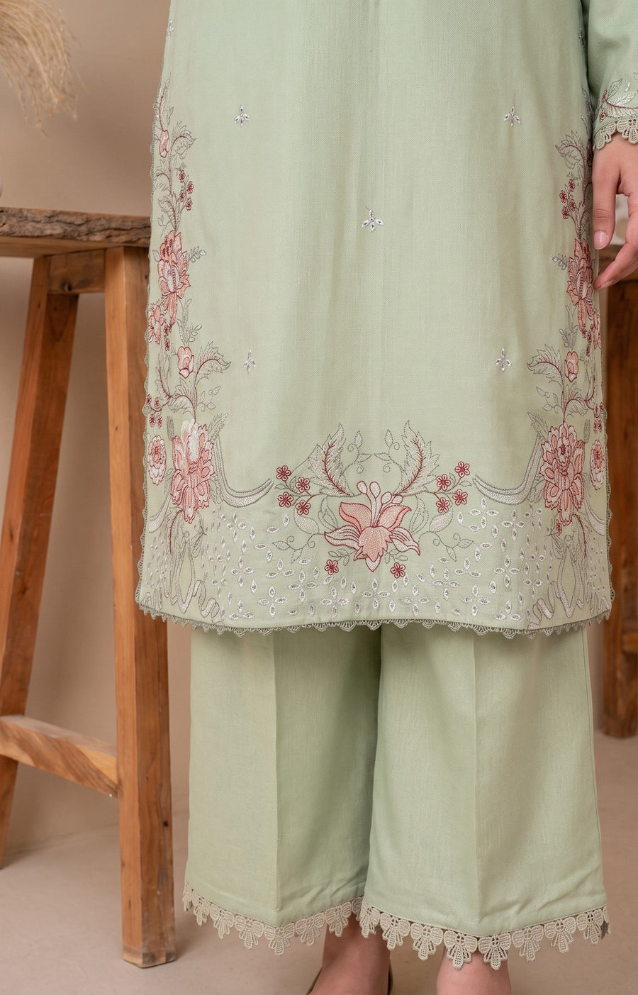 Viana by Sanam Saeed Embroidered Karandi Unstitched 3Pc Suit - HAVEN