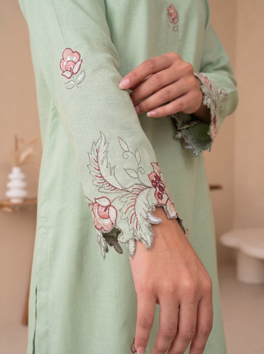 Viana by Sanam Saeed Embroidered Karandi Unstitched 3Pc Suit - HAVEN