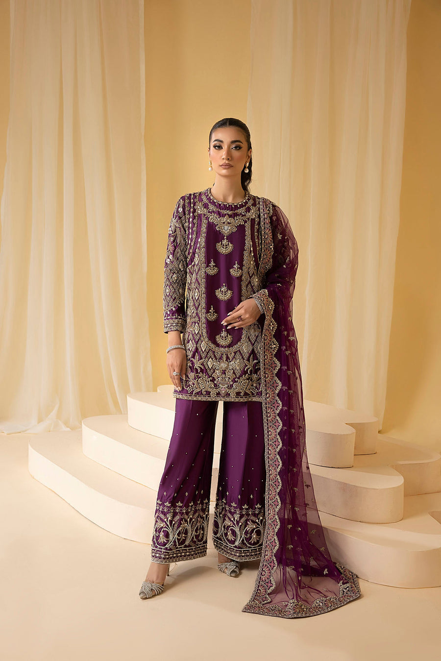 Nuriyaa Mystic Luxury Formal Unstitched 3 Piece Suit - HAZE