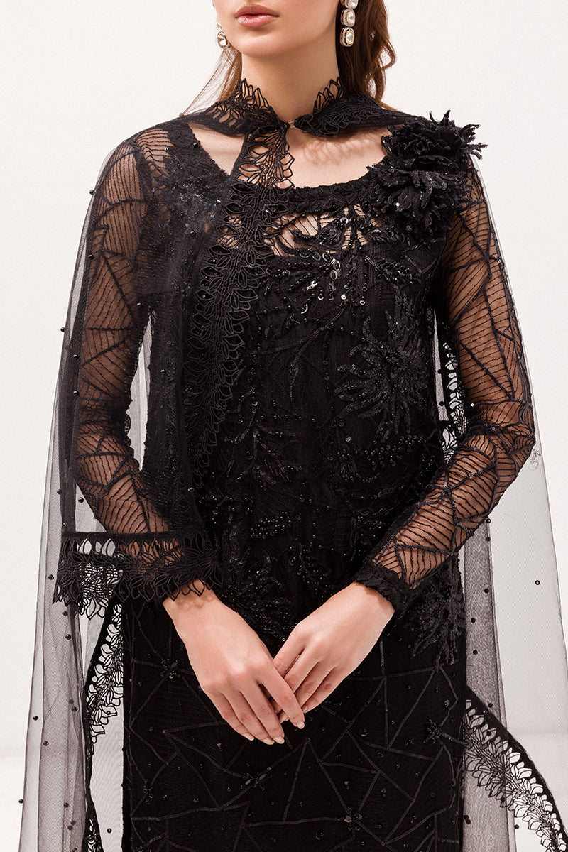 Best of Mushq Embroidered Net Unstitched 3Pc Suit BOM-02 Helena