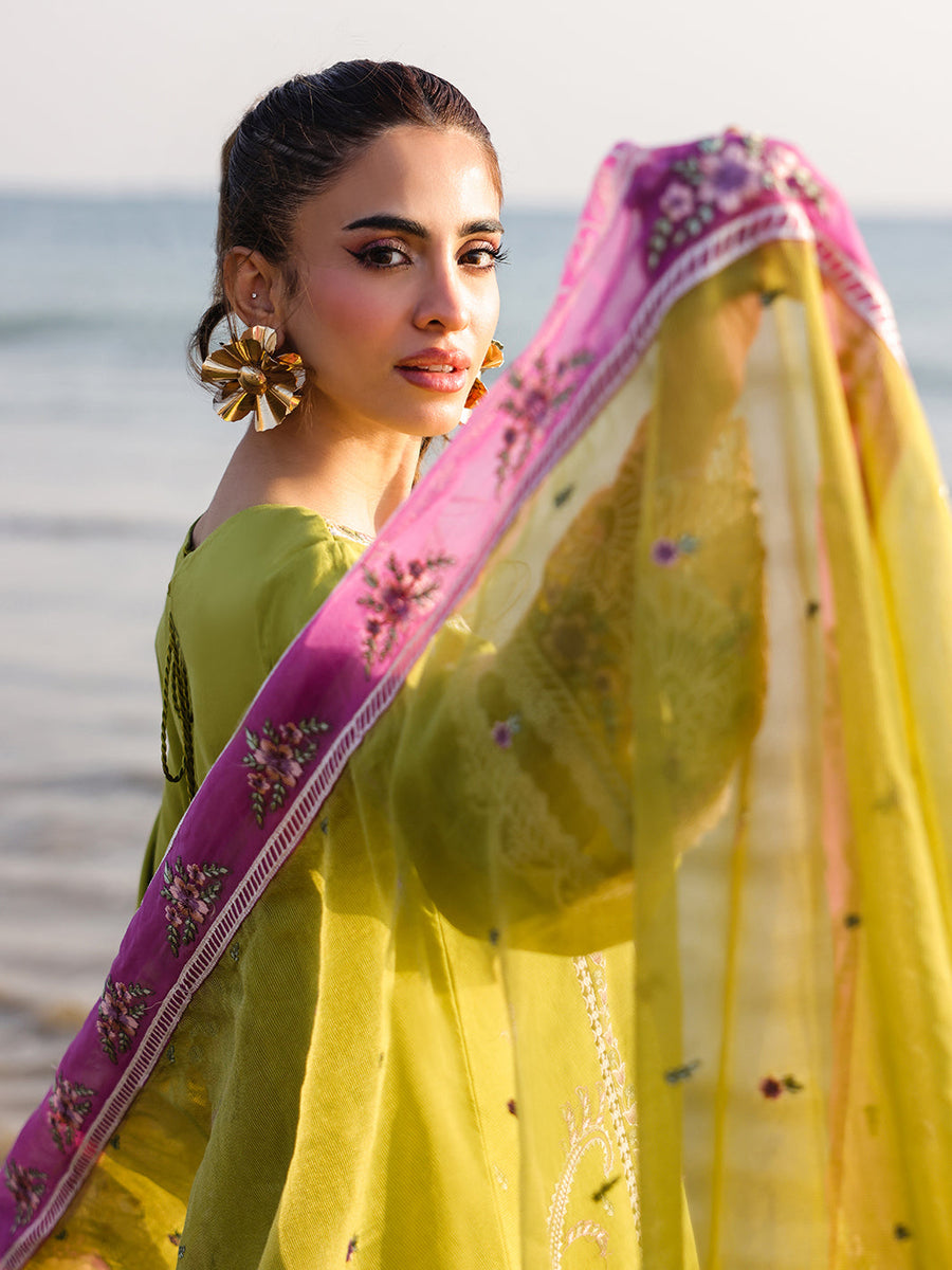 Faiza Faisal Marine Embroidered Luxury Lawn Unstitched 3Pc Suit - HINA
