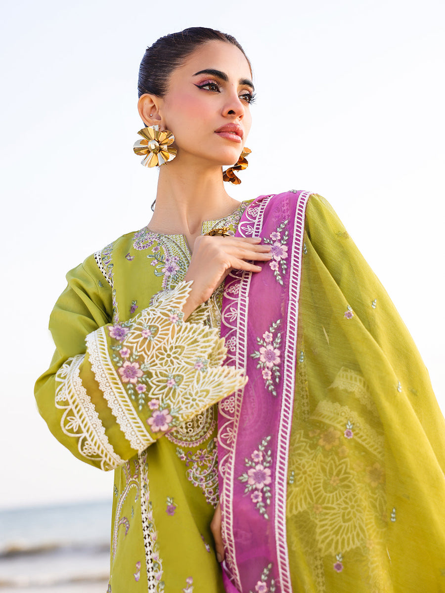 Faiza Faisal Marine Embroidered Luxury Lawn Unstitched 3Pc Suit - HINA