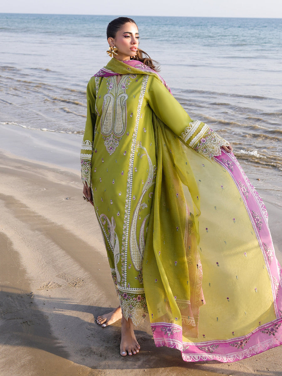 Faiza Faisal Marine Embroidered Luxury Lawn Unstitched 3Pc Suit - HINA