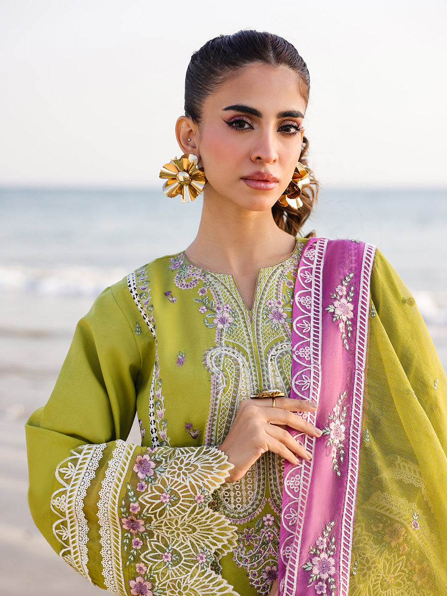 Faiza Faisal Marine Embroidered Luxury Lawn Unstitched 3Pc Suit - HINA