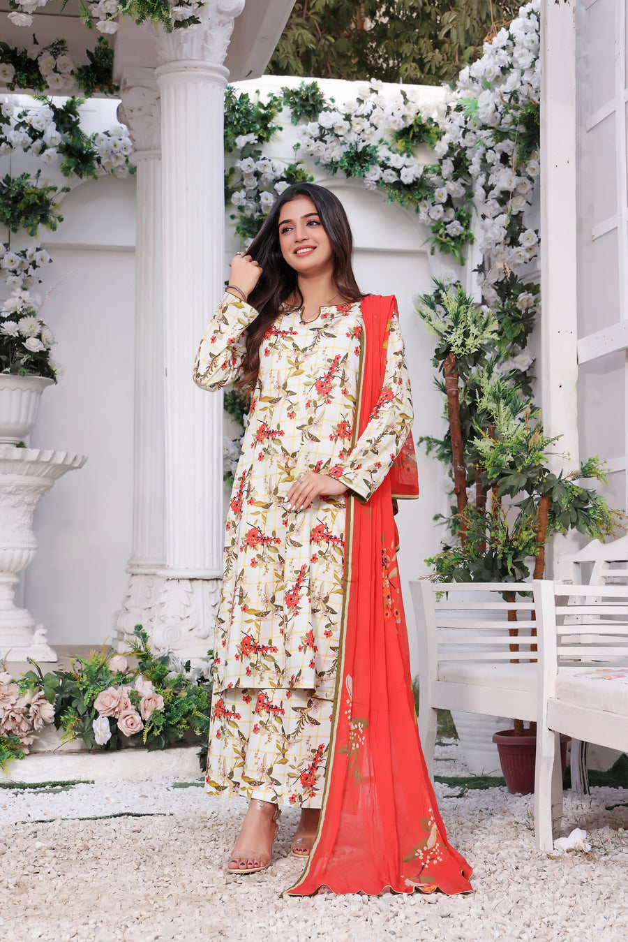 Feathers Premium Printed Lawn Unstitched 3Pc Suit HIZEL-FT196