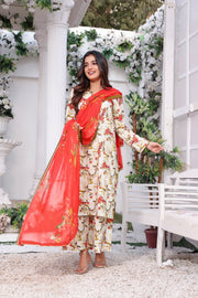 Feathers Premium Printed Lawn Unstitched 3Pc Suit HIZEL-FT196