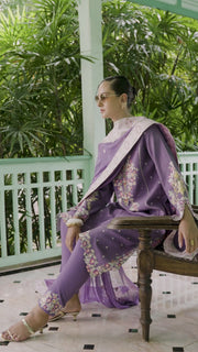 Mushq Hemline Nuvera Embroidered Raw Silk Unstitched 3Pc Suit D-01 Elaris